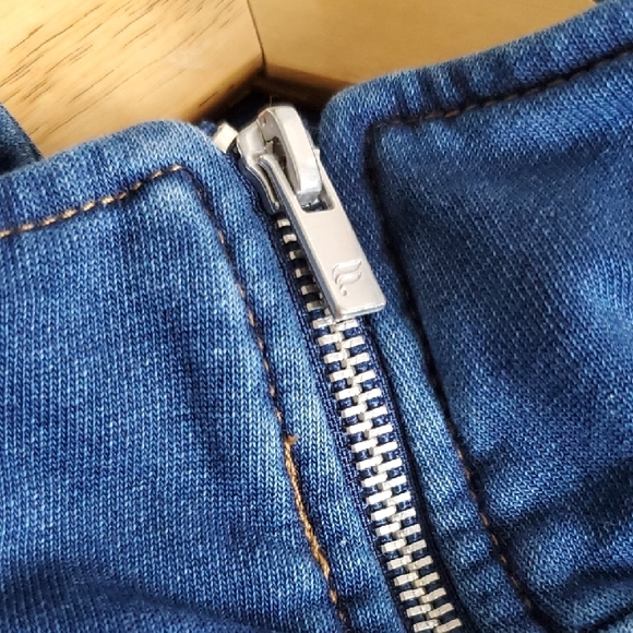 Fabletics Soft Denim Blue Indigo Zip Up High Neck Romper Terry Short Onesie - Picture 6 of 7